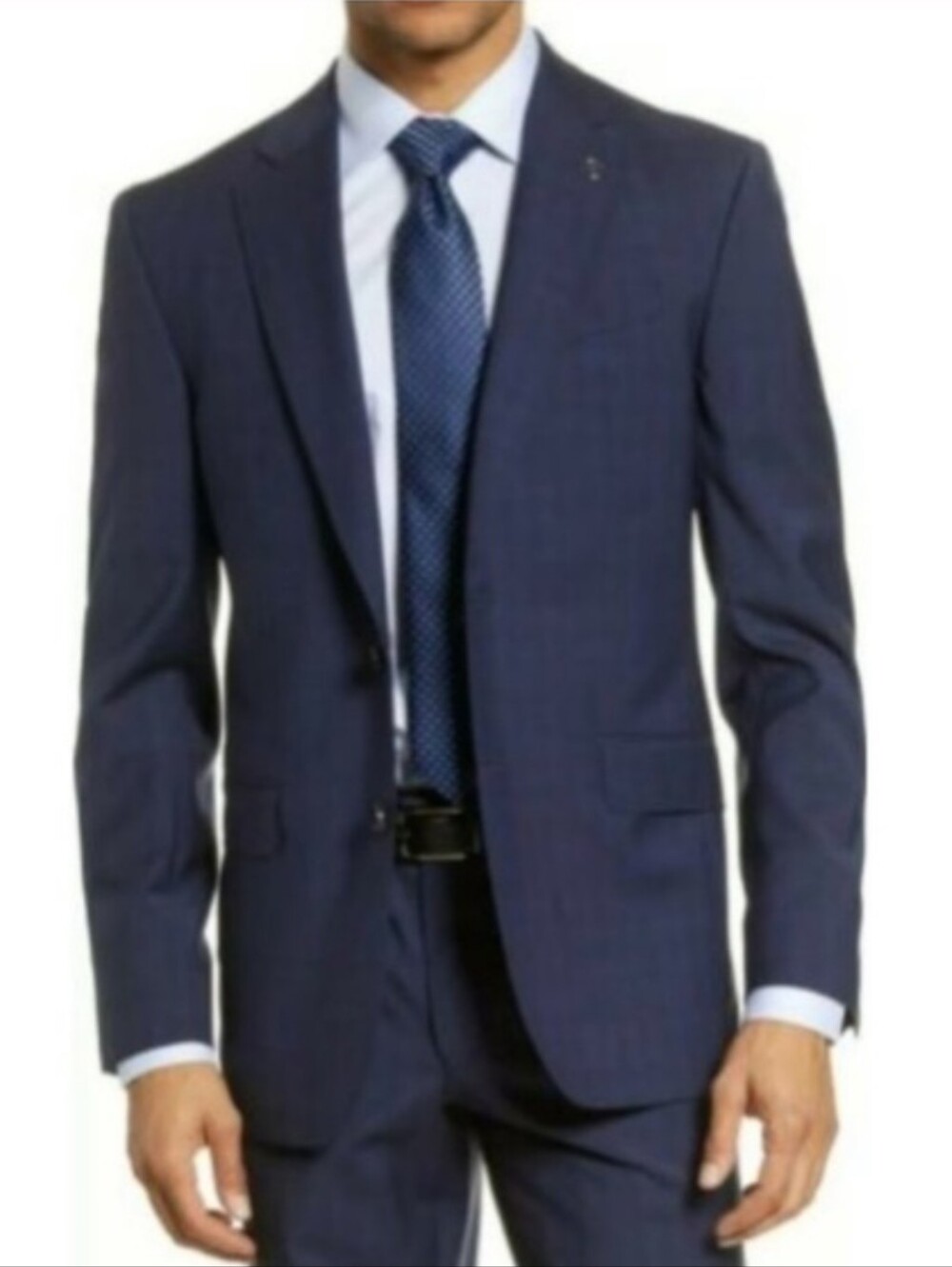 Ted Baker Jay Navy Blue Textured Woven Wool Suit Jacket